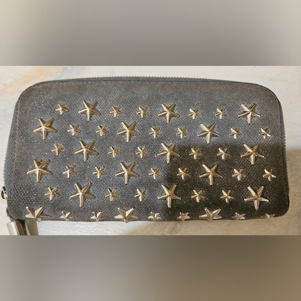 Jimmy Choo Star-Studded Grey Clutch